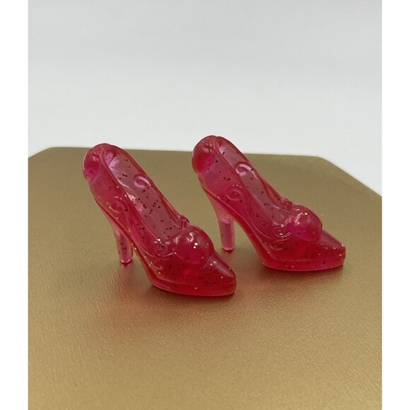 Barbie Disney Princess Doll Shoes SNOW WHITE Sparkle Glitter Pink High Heels 201 - Picture 5 of 9